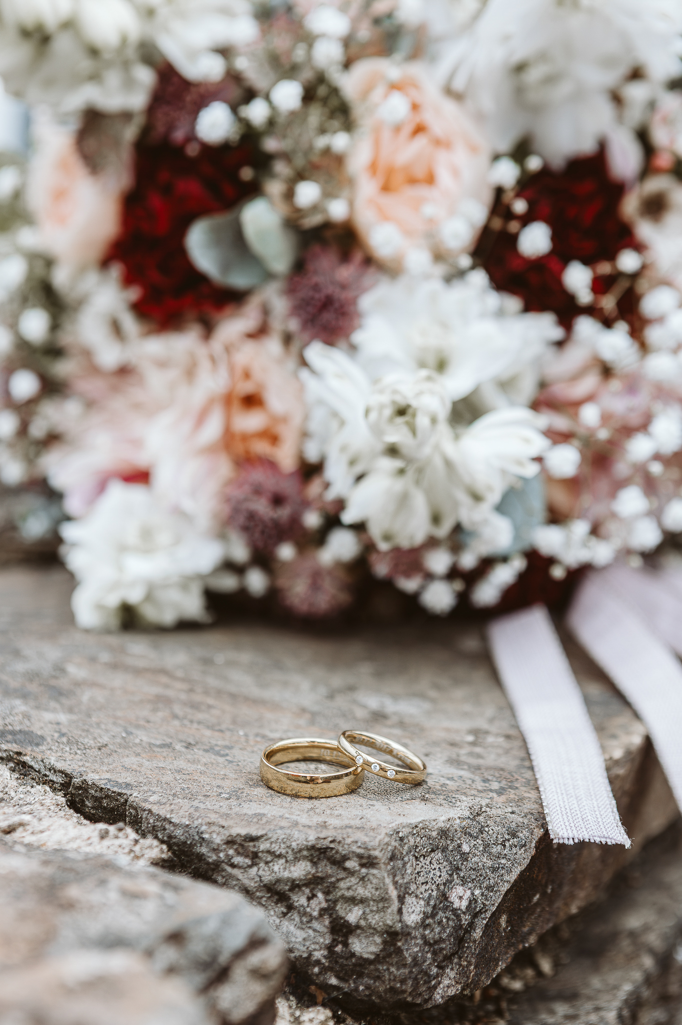 Hochzeit Mühle Birgel - Brautstrauß & Ringe